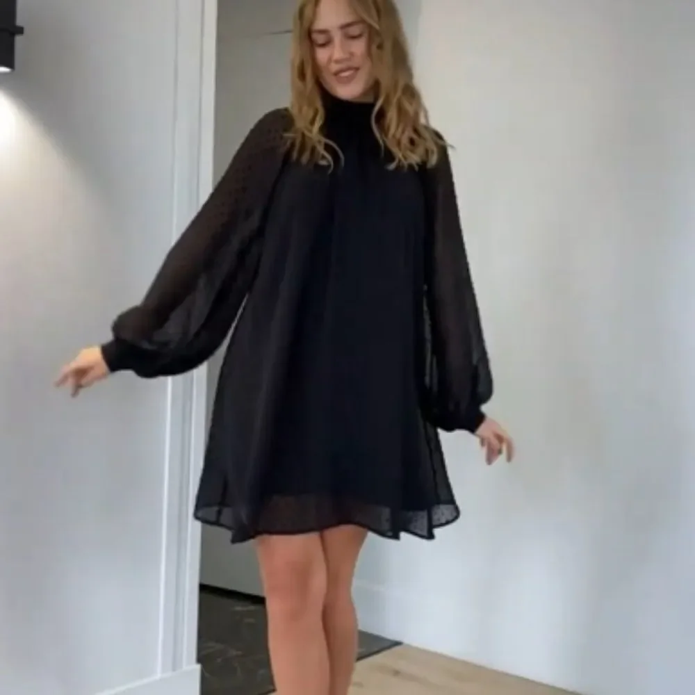 Long Sleeve Wedding Guest Dresses Flowy Chiffon Swiss Dot Casual Midi Dress L